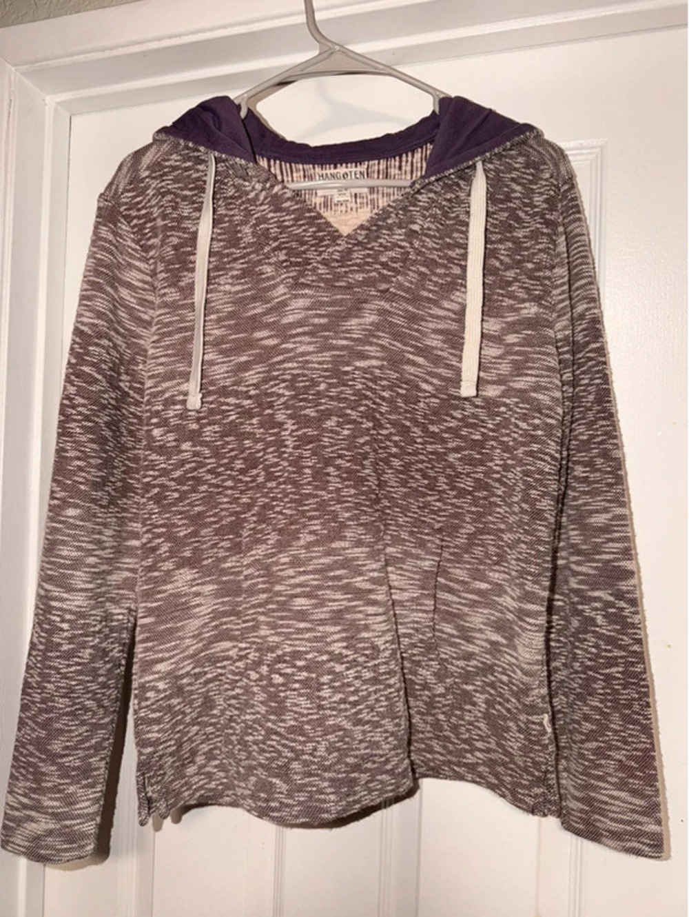 Hang Ten Purple & Cream Marled Hooded Sweater – Women’s Small